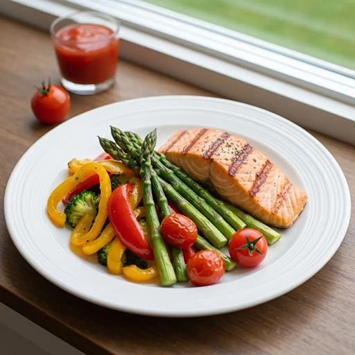 AI brain analyzing colorful healthy meal